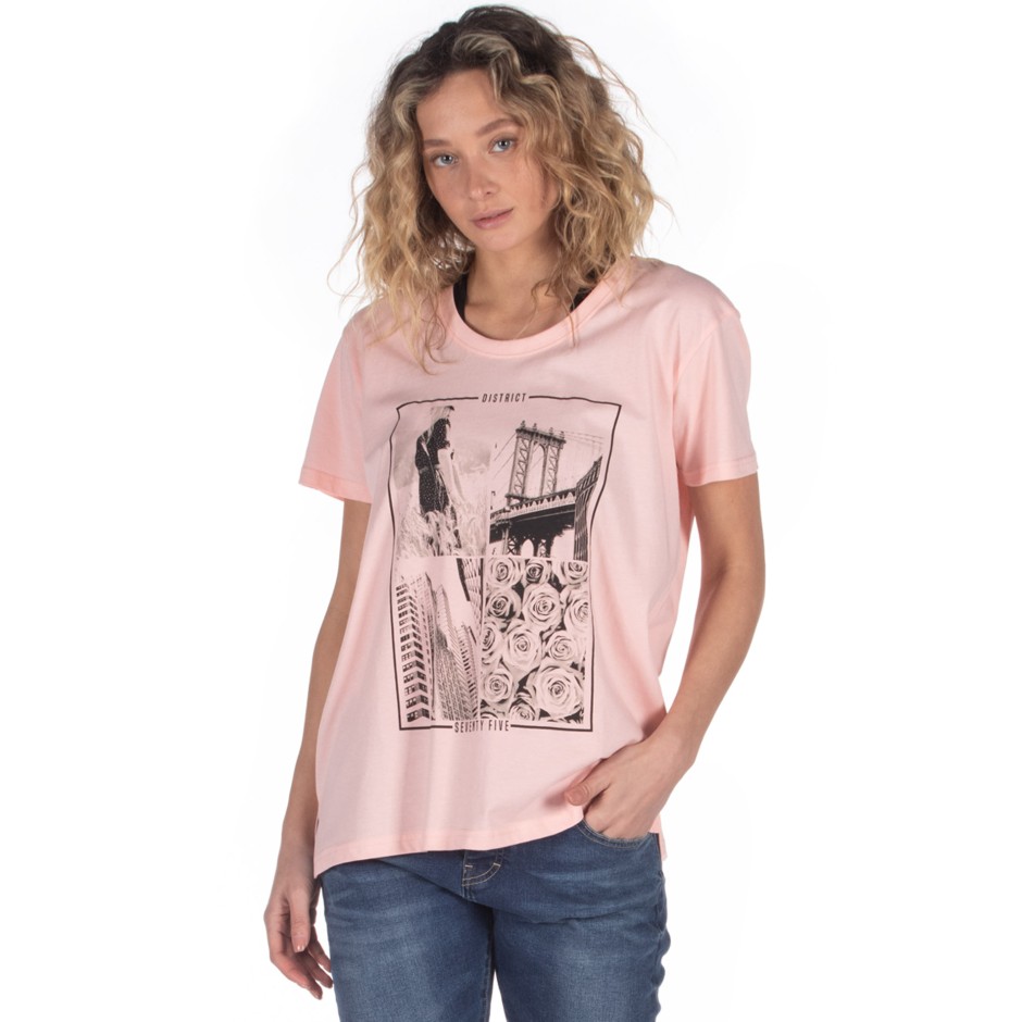 DISTRICT75 WOMEN'S TEE 120WSS-708 Ροζ