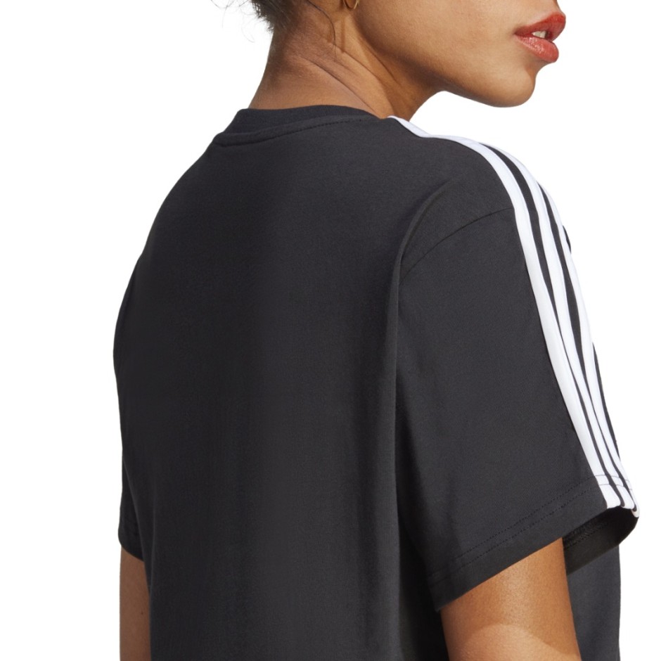 Γυναικεία Κοντομάνικη Μπλούζα Μαύρη - adidas Performance Essentials 3-Stripes