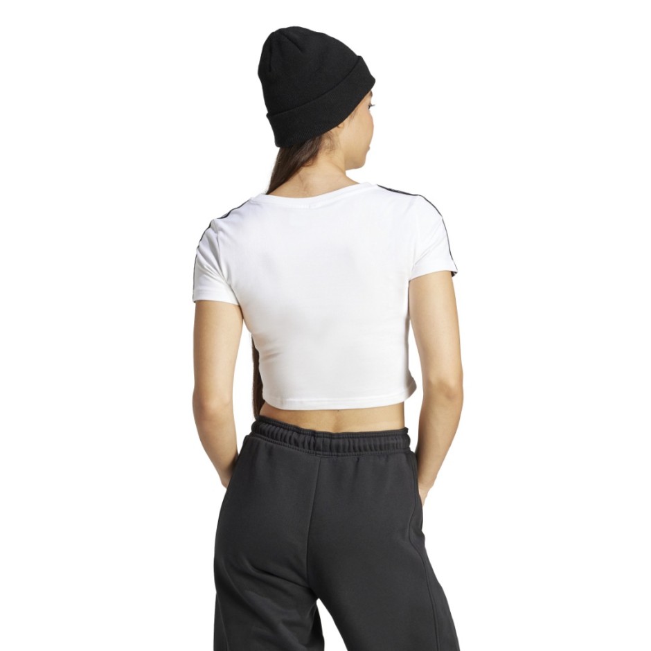 Γυναικεία Κοντομάνικη Μπλούζα Λευκή - adidas Sportswear Essentials 3-Stripes