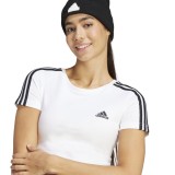 Γυναικεία Κοντομάνικη Μπλούζα Λευκή - adidas Sportswear Essentials 3-Stripes Εικόνα 1