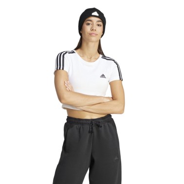 Γυναικεία Κοντομάνικη Μπλούζα Λευκή - adidas Sportswear Essentials 3-Stripes