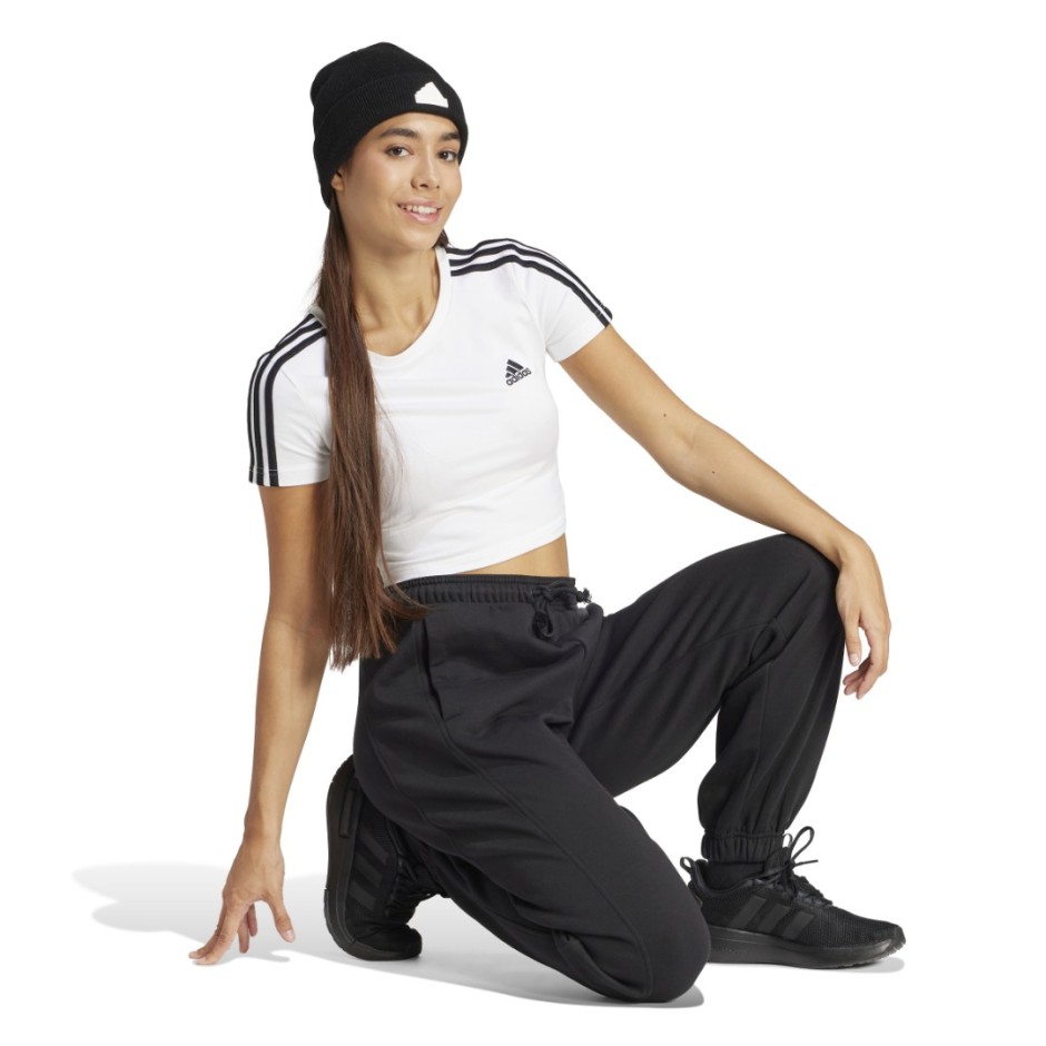 Γυναικεία Κοντομάνικη Μπλούζα Λευκή - adidas Sportswear Essentials 3-Stripes