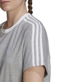 adidas Sportswear Essentials 3-Stripes Γκρι - Γυναικεία Κοντομάνικη Μπλούζα Εικόνα 2