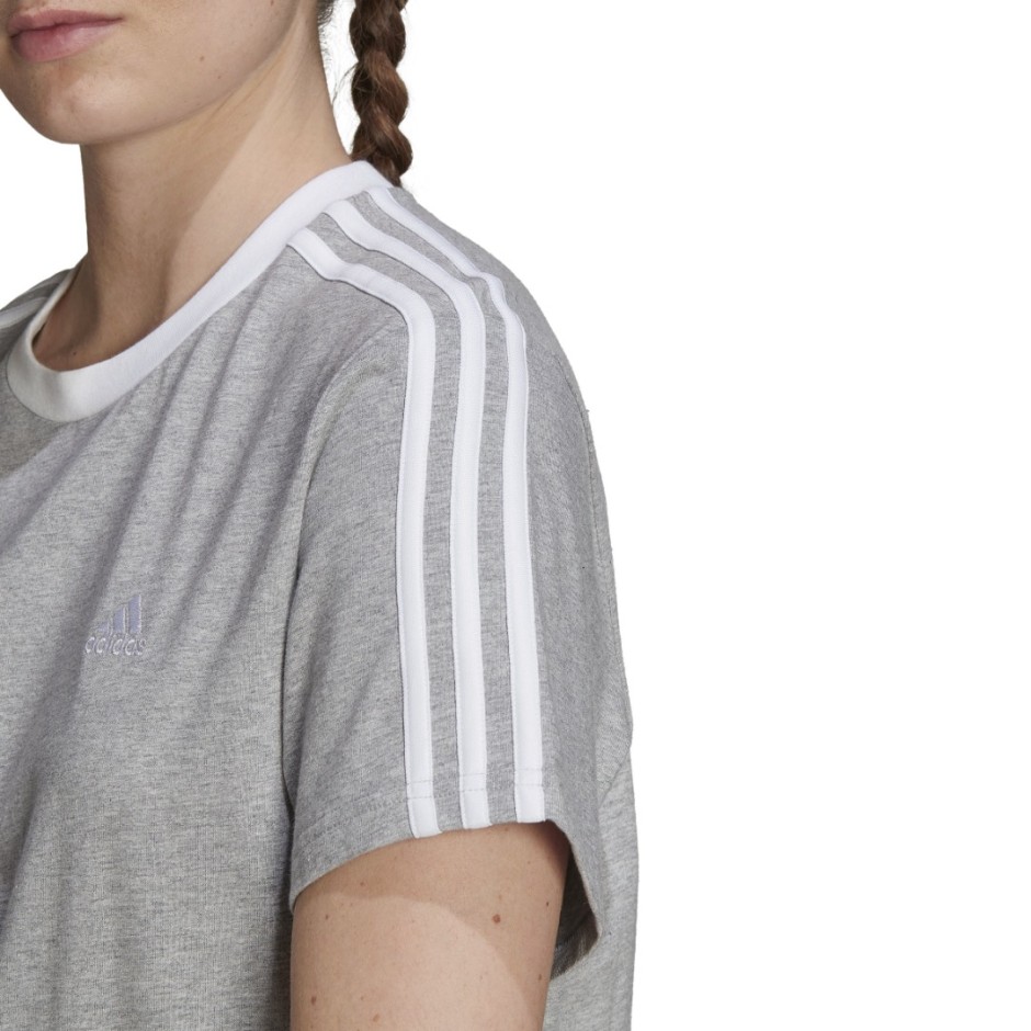 adidas Sportswear Essentials 3-Stripes Γκρι - Γυναικεία Κοντομάνικη Μπλούζα