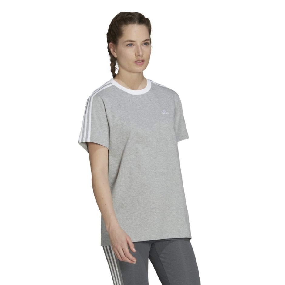 adidas Sportswear Essentials 3-Stripes Γκρι - Γυναικεία Κοντομάνικη Μπλούζα