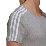adidas Sportswear Essentials Slim 3-Stripes Γκρι - Γυναικεία Κοντομάνικη Μπλούζα Εικόνα 1