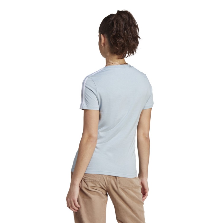 adidas Sportswear Essentials Slim 3-Stripes Σιελ - Γυναικεία Κοντομάνικη Μπλούζα