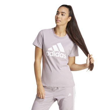 Γυναικεία Κοντομάνικη Μπλούζα Μωβ - adidas Sportswear Loungewear Essentials Logo