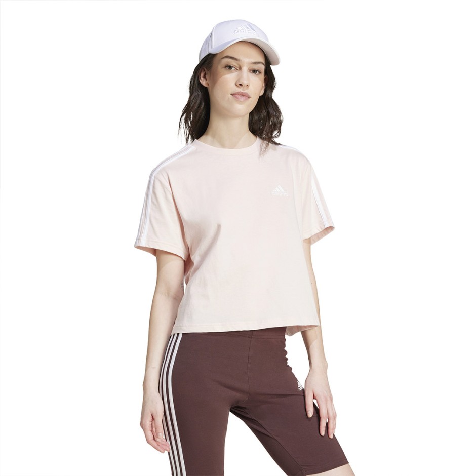 Γυναικεία Κοντομάνικη Μπλούζα Ροζ - adidas Performance Essentials 3-Stripes