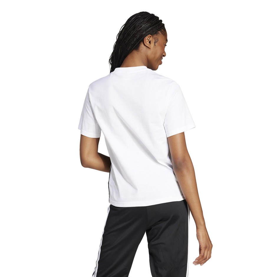 Γυναικεία Κοντομάνικη Μπλούζα Λευκή - adidas Sportswear Essentials 3-Stripes Cotton