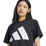 Γυναικεία Κοντομάνικη Μπλούζα Μαύρη - adidas Sportswear Essentials Big Logo Cotton Εικόνα 1