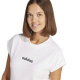 Γυναικεία Κοντομάνικη Μπλούζα Λευκή - adidas Sportswear Essentials Linear Cotton Εικόνα 1