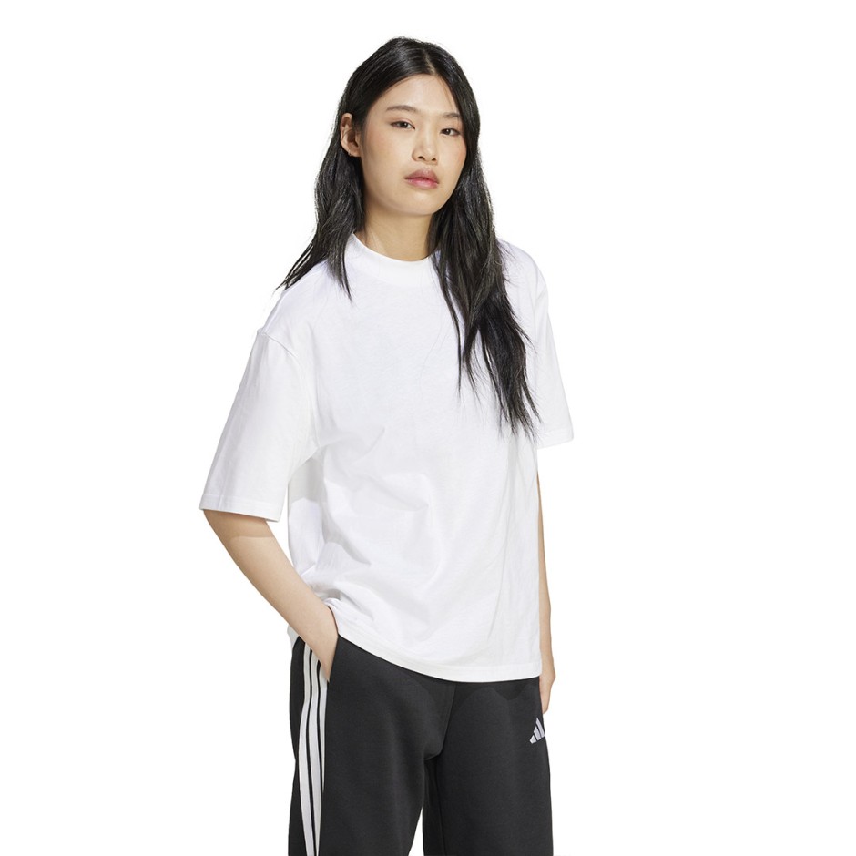 Γυναικεία Κοντομάνικη Μπλούζα Λευκή - adidas Sportswear Essentials Contemporary Logo Boyfriend