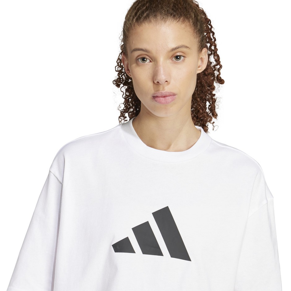Γυναικεία Κοντομάνικη Μπλούζα Λευκή - adidas Sportswear Future Icons 3 Bar Logo