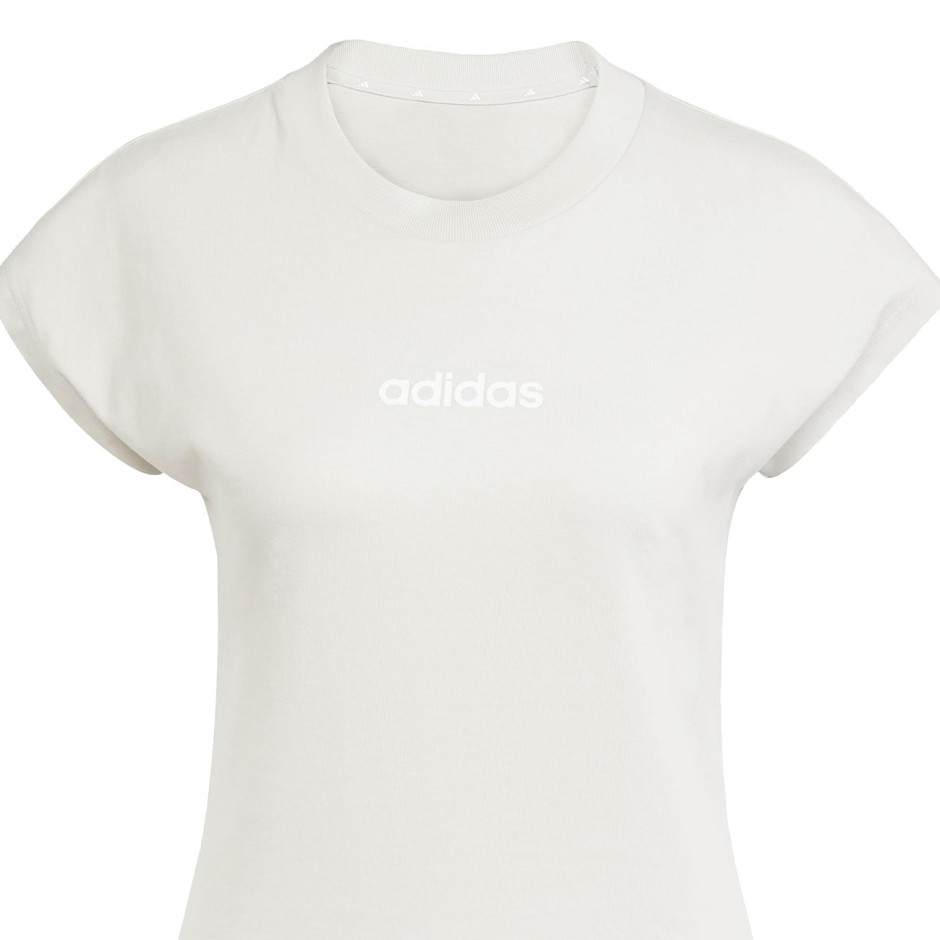 Γυναικεία Κοντομάνικη Μπλούζα Λευκή - adidas Sportswear Essentials Linear