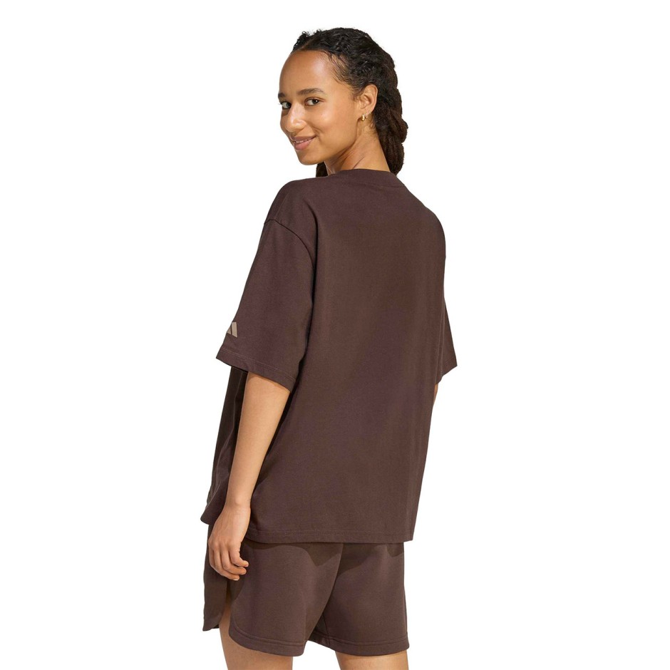 Women's T-Shirt Brown - adidas Sportswear 3-Stripes Studio Boyfriend