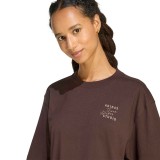 Women's T-Shirt Brown - adidas Sportswear 3-Stripes Studio Boyfriend Image 2