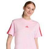Women's T-Shirt Pink - adidas Sportswear Essentials 3-Stripes Single Jersey Image 2