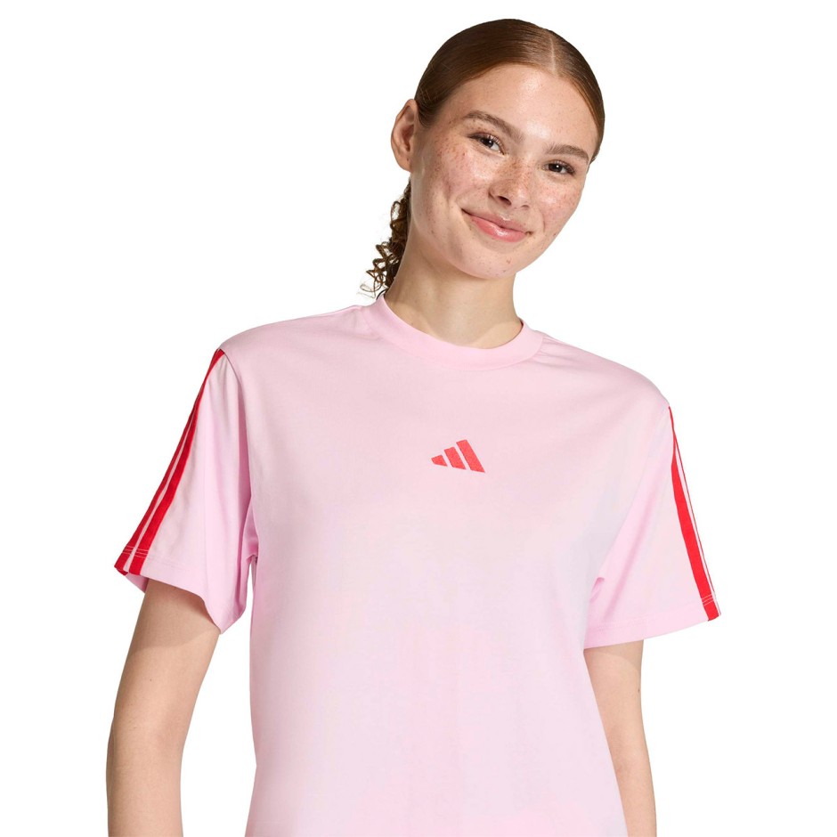 Women's T-Shirt Pink - adidas Sportswear Essentials 3-Stripes Single Jersey