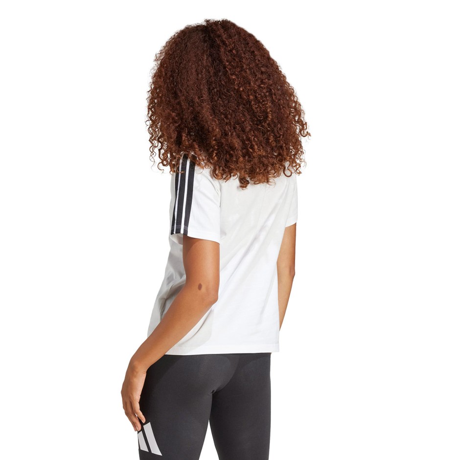 Γυναικεία Κοντομάνικη Μπλούζα Λευκή - adidas Sportswear Essentials 3-Stripes Single Jersey