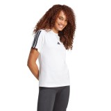 Γυναικεία Κοντομάνικη Μπλούζα Λευκή - adidas Sportswear Essentials 3-Stripes Single Jersey Εικόνα 1