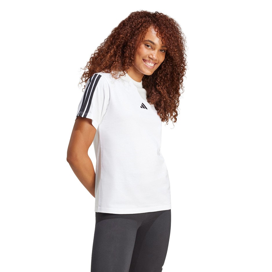 Γυναικεία Κοντομάνικη Μπλούζα Λευκή - adidas Sportswear Essentials 3-Stripes Single Jersey
