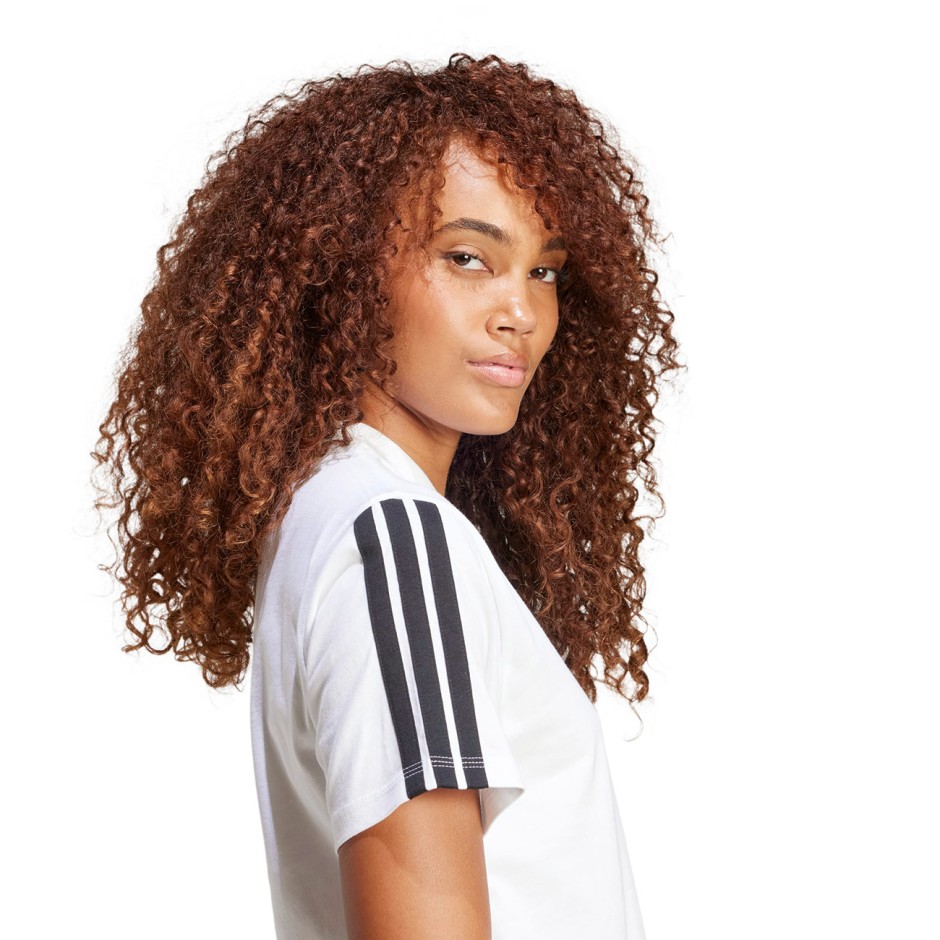 Γυναικεία Κοντομάνικη Μπλούζα Λευκή - adidas Sportswear Essentials 3-Stripes Single Jersey
