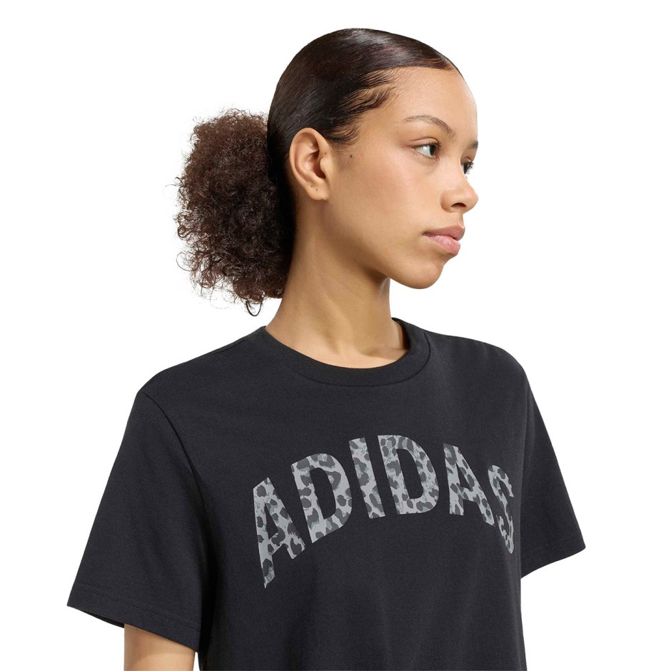 Γυναικεία Κοντομάνικη Μπλούζα Μαύρη - adidas Sportswear Animal Loose Graphic 2