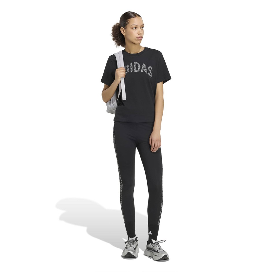 Γυναικεία Κοντομάνικη Μπλούζα Μαύρη - adidas Sportswear Animal Loose Graphic 2