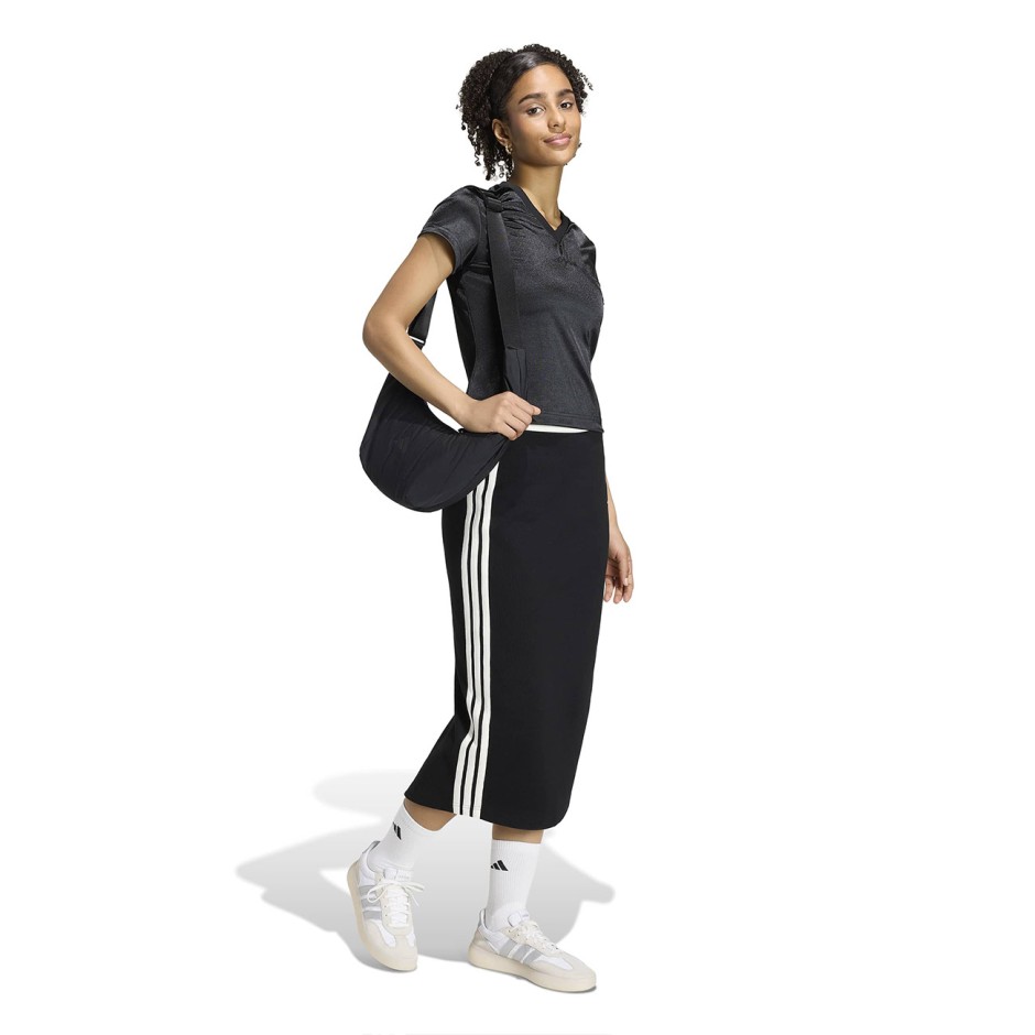 Γυναικεία Κοντομάνικη Μπλούζα Μαύρη - adidas Sportswear Seasonal Essentials Satin
