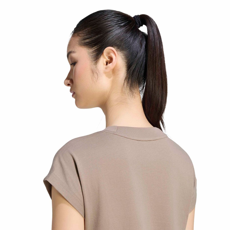 Γυναικεία Κοντομάνικη Μπλούζα Χακί - adidas Sportswear Essentials Linear