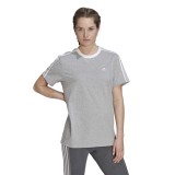 adidas Sportswear Essentials 3-Stripes Γκρι - Γυναικεία Κοντομάνικη Μπλούζα Εικόνα 