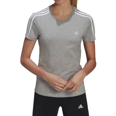 adidas Sportswear Essentials Slim 3-Stripes Γκρι - Γυναικεία Κοντομάνικη Μπλούζα