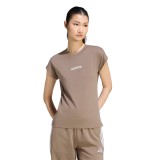 Γυναικεία Κοντομάνικη Μπλούζα Χακί - adidas Sportswear Essentials Linear Εικόνα 
