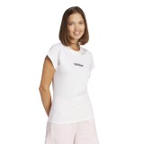 Γυναικεία Κοντομάνικη Μπλούζα Λευκή - adidas Sportswear Essentials Linear Cotton Εικόνα 