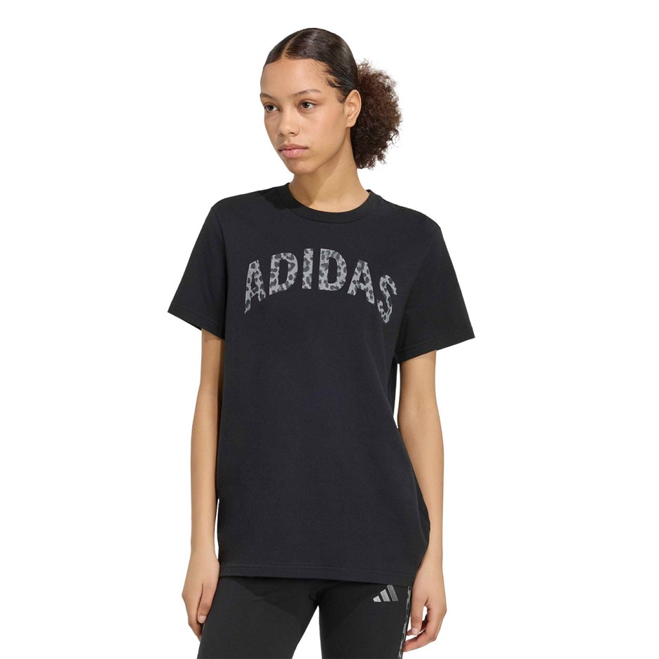 Γυναικεία Κοντομάνικη Μπλούζα Μαύρη - adidas Sportswear Animal Loose Graphic 2