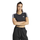 Γυναικεία Κοντομάνικη Μπλούζα Μαύρη - adidas Sportswear Essentials 3-Stripes  Εικόνα 