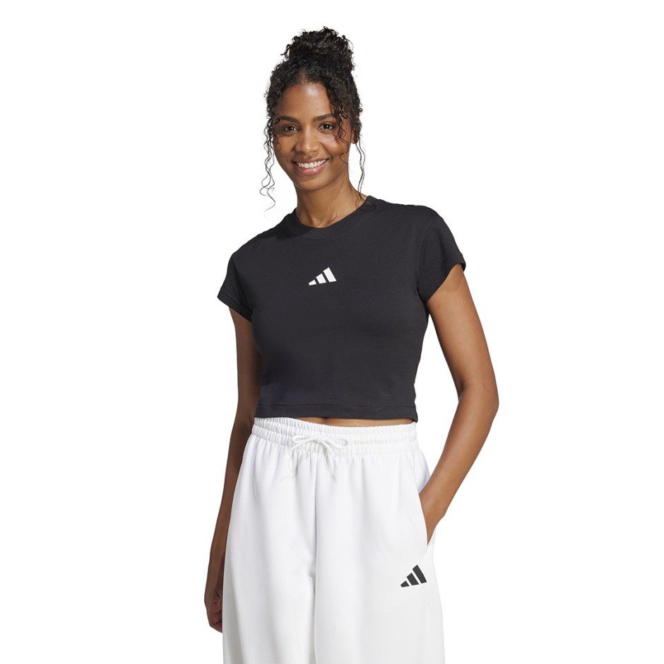 Γυναικεία Κοντομάνικη Μπλούζα Μαύρη - adidas Sportswear Future Icons Small Logo