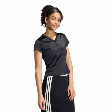 Γυναικεία Κοντομάνικη Μπλούζα Μαύρη - adidas Sportswear Seasonal Essentials Satin
