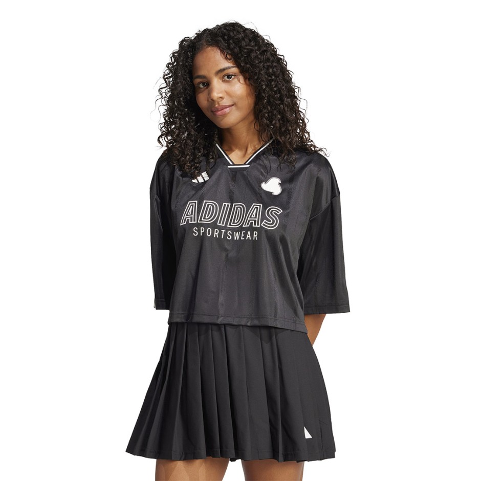 Γυναικεία Κοντομάνικη Μπλούζα Μαύρη - adidas Sportswear Tiro Cut 3-Stripes Oversized