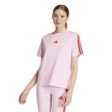 Women's T-Shirt Pink - adidas Sportswear Essentials 3-Stripes Single Jersey Image 