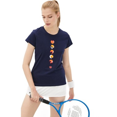 WILSON W TOKYO 2021 TECH TEE WRA811202-MARITIME BLUE Blue