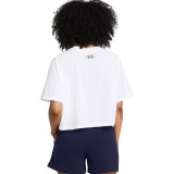 UNDER ARMOUR W BOXY CROP LOGO SS 1386845-100 White Image 0