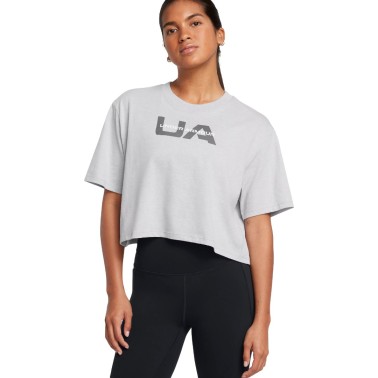 UNDER ARMOUR W BOXY CROP BRANDED SS 1386846-012 Grey