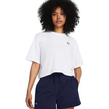 UNDER ARMOUR W BOXY CROP LOGO SS 1386845-100 White