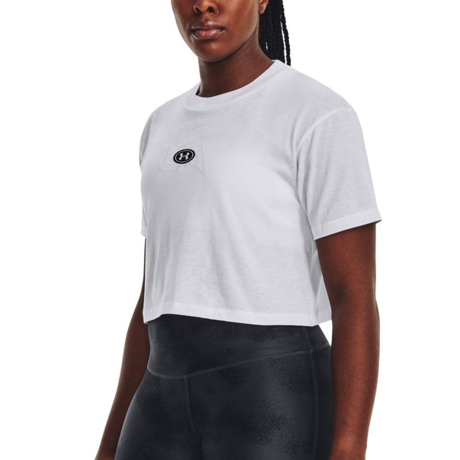 UNDER ARMOUR UA BRANDED LOGO CROP SS 1376751-100 White