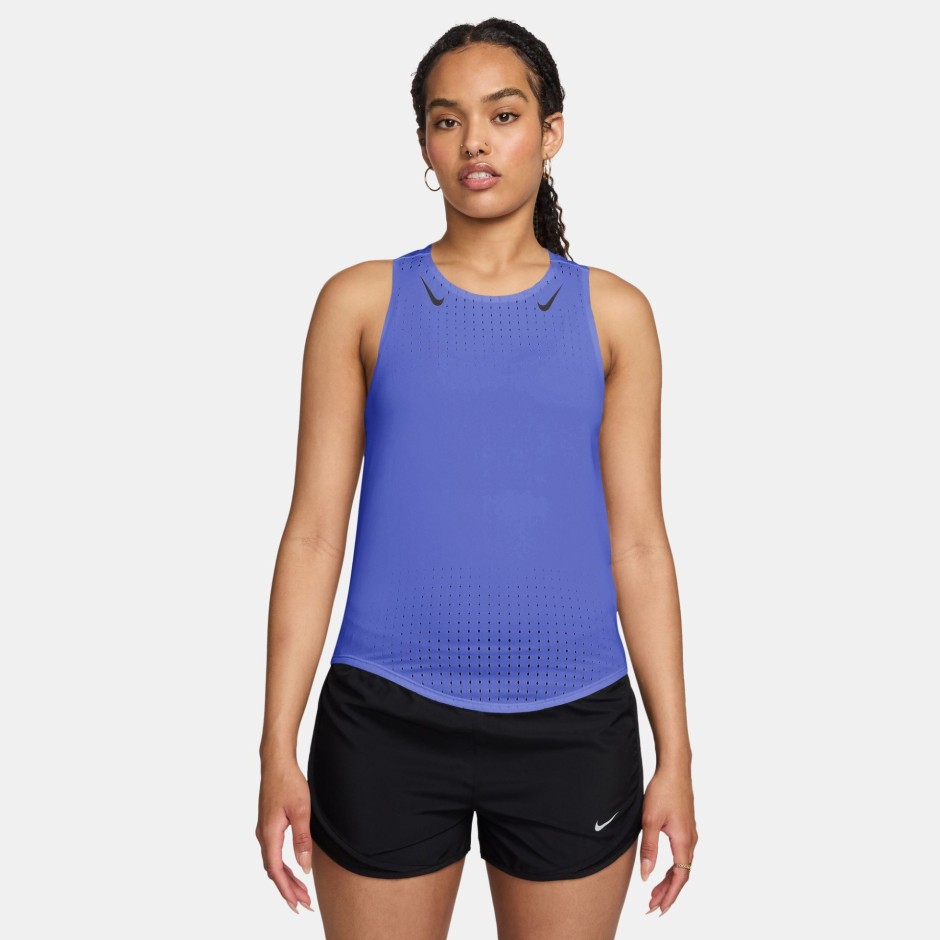 Γυναικεία Αμάνικη Μπλούζα για Τρέξιμο Μπλε - Nike Aeroswift