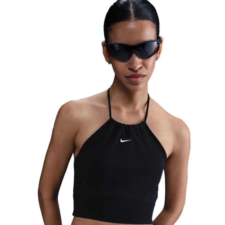 Γυναικεία Crop Μπλούζα Μαύρη - Nike Sportswear Chill Terry