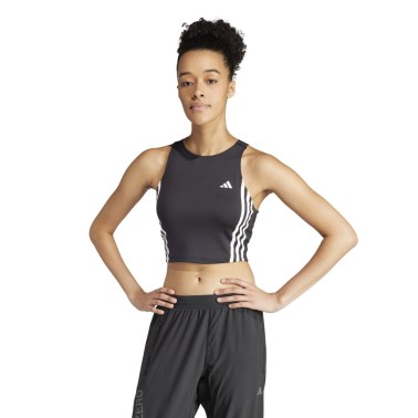 Γυναικεία Αμάνικη Μπλούζα Μαύρη - adidas Performance Own The Run 3-Stripes