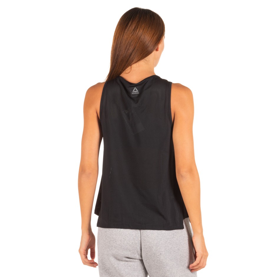 Reebok PERFORATED PERFORMANCE TANK TOP DY8168 Μαύρο